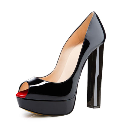 Peep Toe Platform Chunky High Heel Pumps | Onlymaker Recommended
