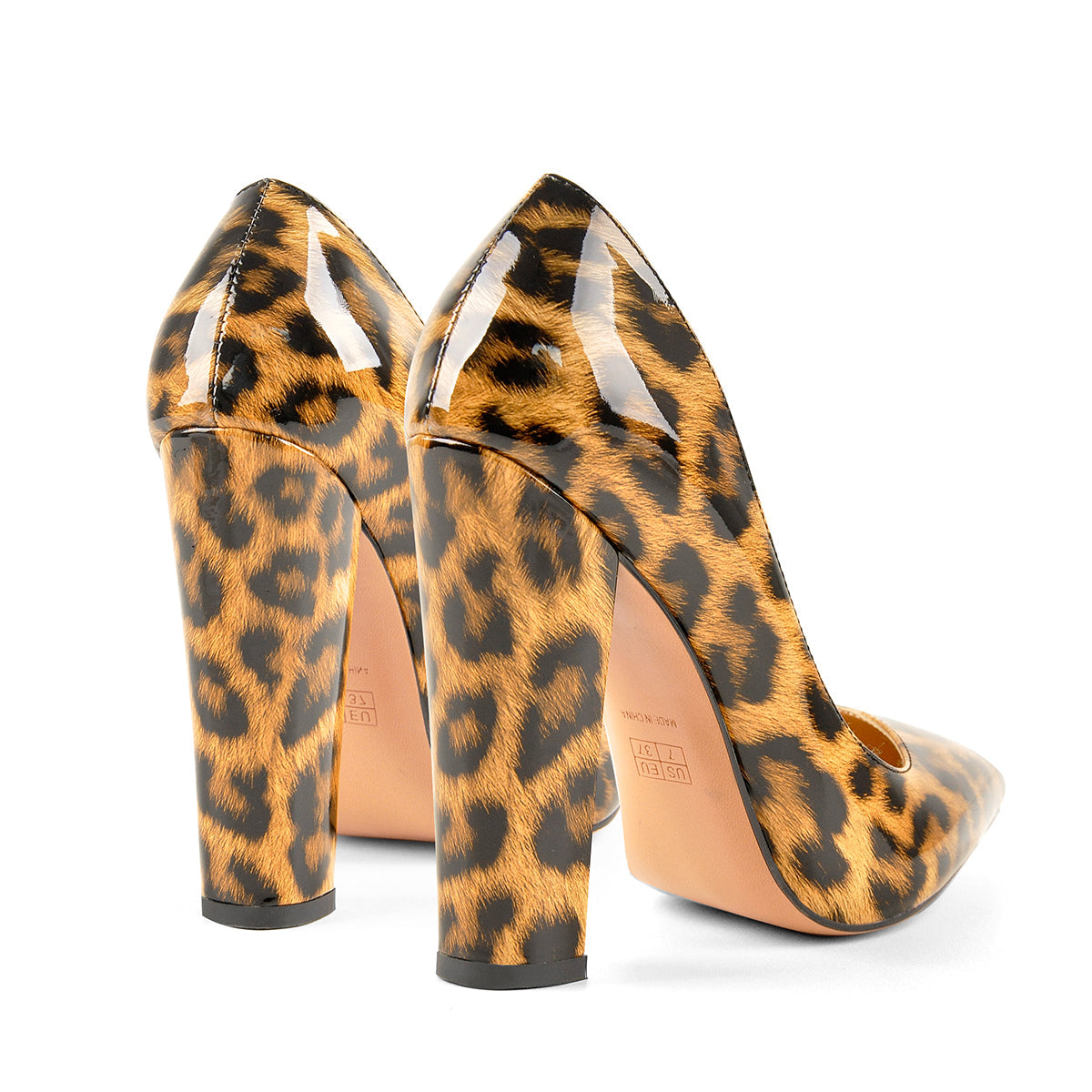 Leopard Pointed toe Pumps Chunky Heels Basic Women High Heels | Onlymaker Discount