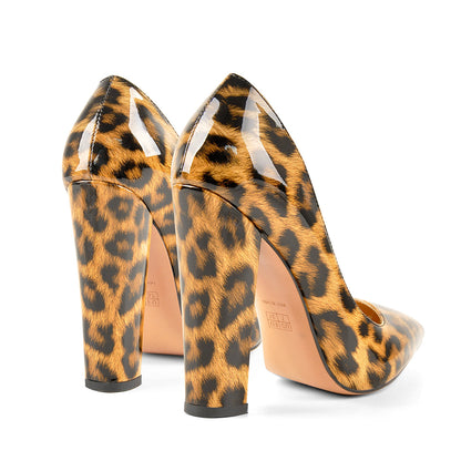Leopard Pointed toe Pumps Chunky Heels Basic Women High Heels | Onlymaker Discount