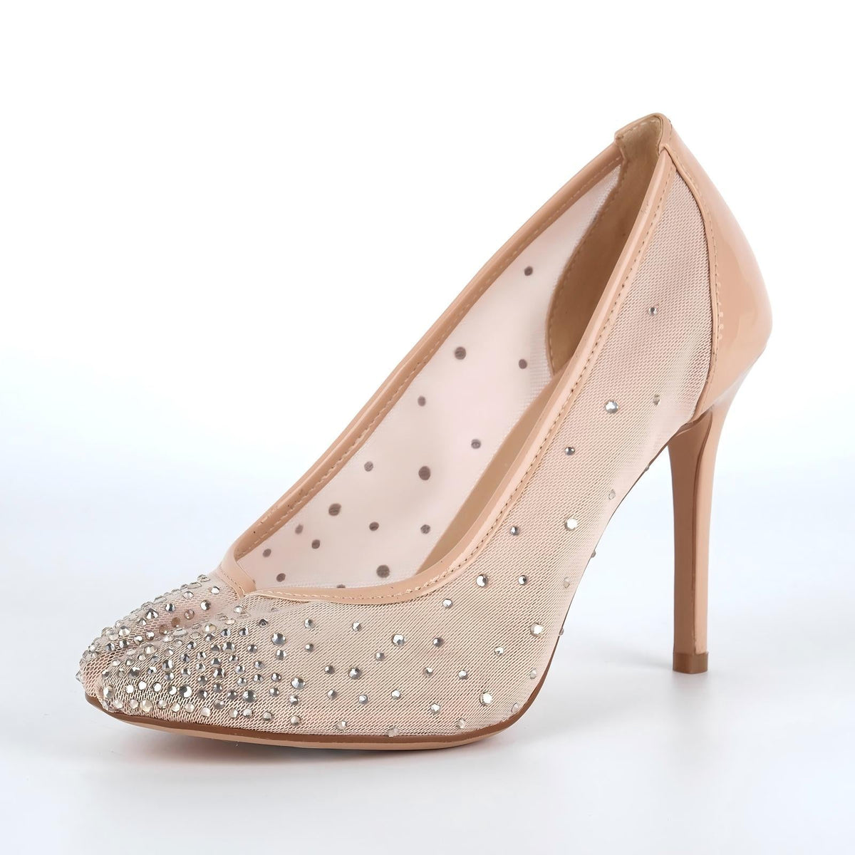 Round Toe Rhinestone Mesh Tabi Pumps | Onlymaker Deals