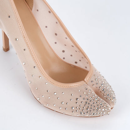 Round Toe Rhinestone Mesh Tabi Pumps | Onlymaker Deals