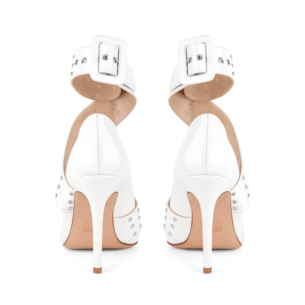 Rhinestone Studded Cross Ankle Strap Pumps | Onlymaker Sale