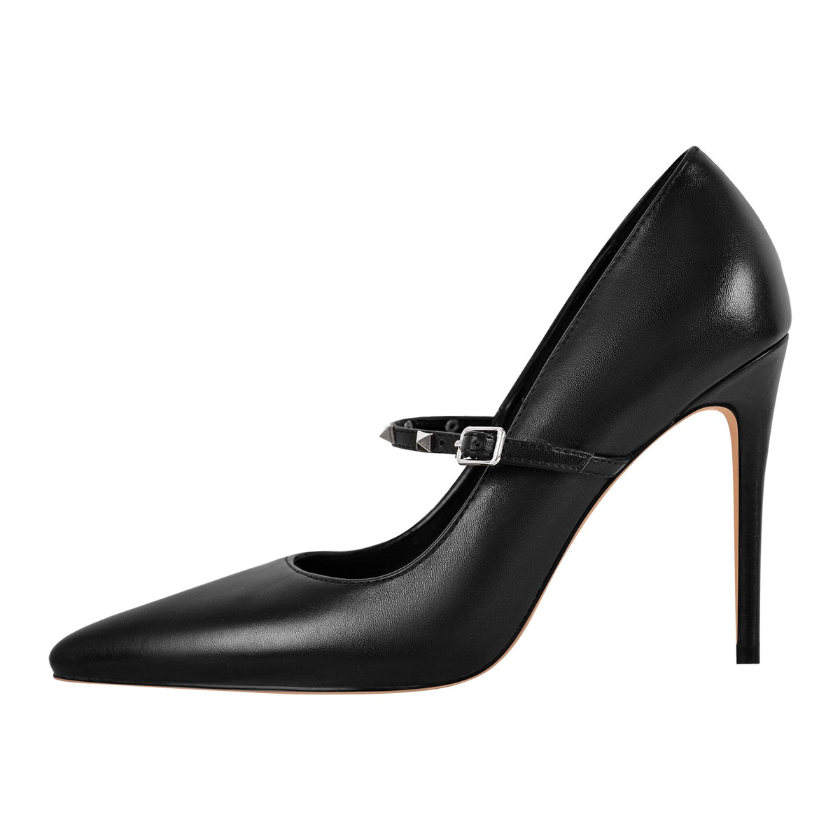 Pointed Toe Rivet Strap Stiletto Pumps | Onlymaker Everyday