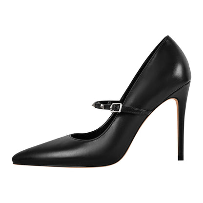 Pointed Toe Rivet Strap Stiletto Pumps | Onlymaker Everyday
