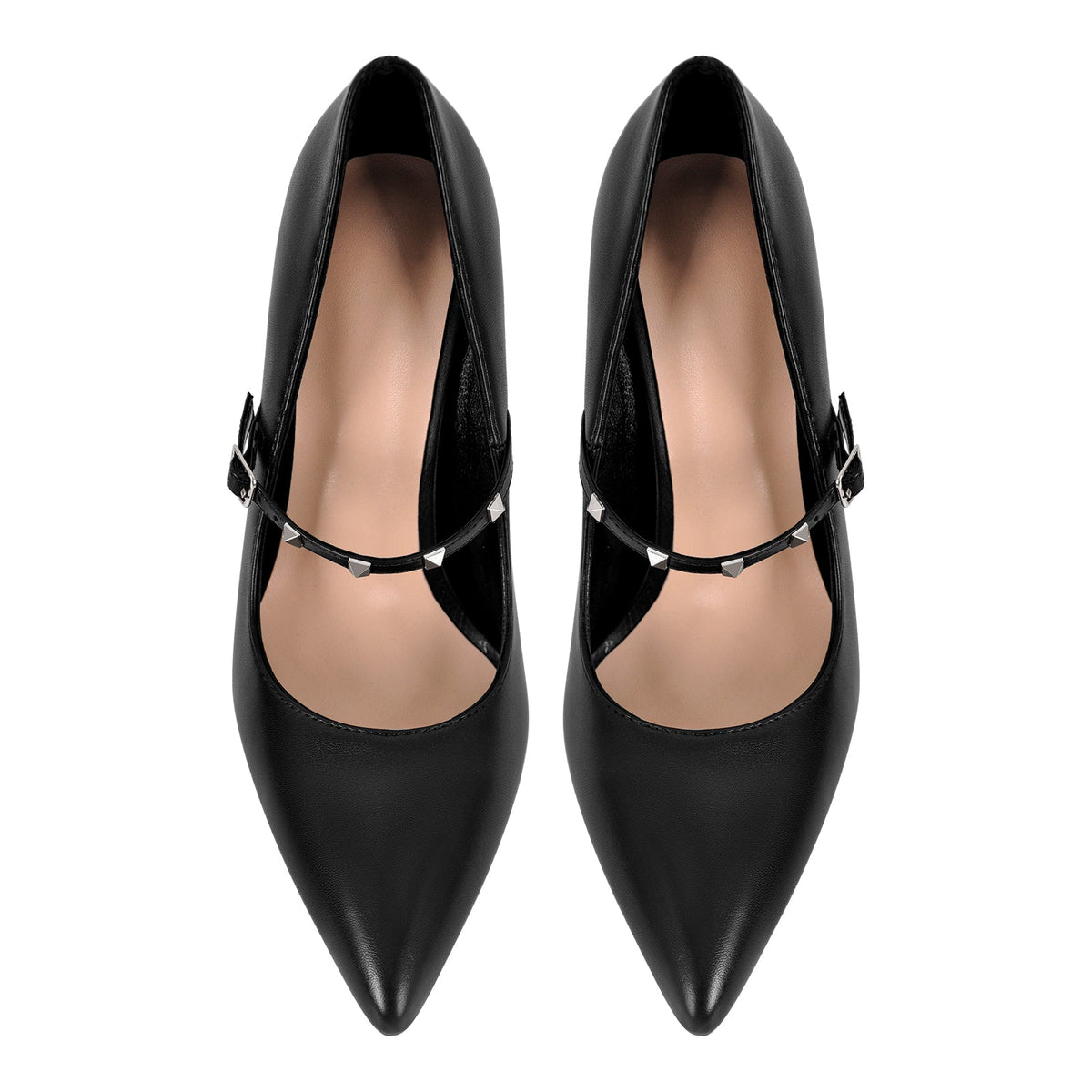 Pointed Toe Rivet Strap Stiletto Pumps | Onlymaker Everyday