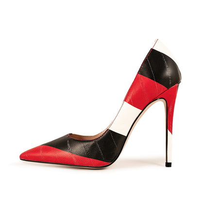 Pointed Toe Mix-Color Slip On Stiletto Pumps | Onlymaker Value