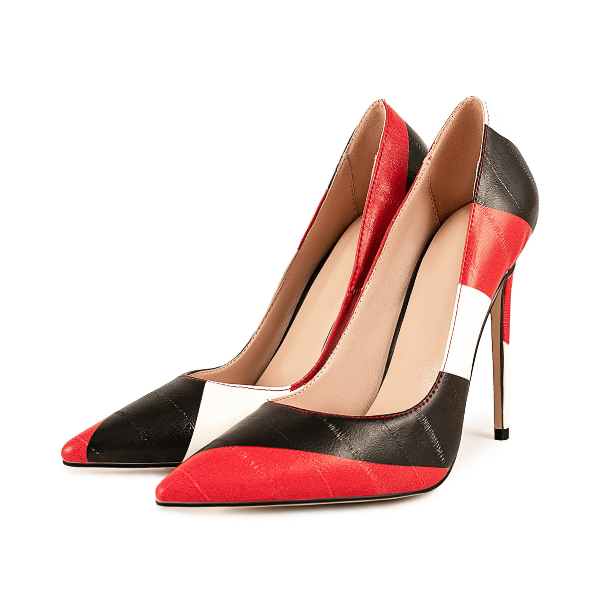 Pointed Toe Mix-Color Slip On Stiletto Pumps | Onlymaker Value