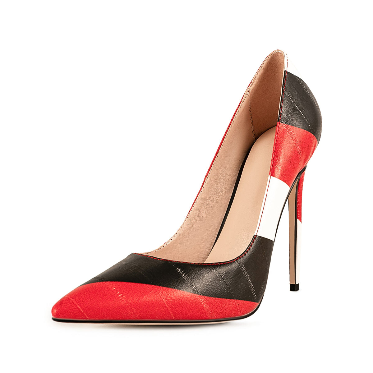 Pointed Toe Mix-Color Slip On Stiletto Pumps | Onlymaker Value