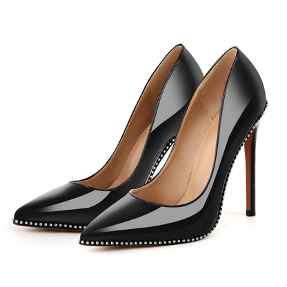 Pointed Toe Studded Rivets Stitching High Heels | Onlymaker Best Seller