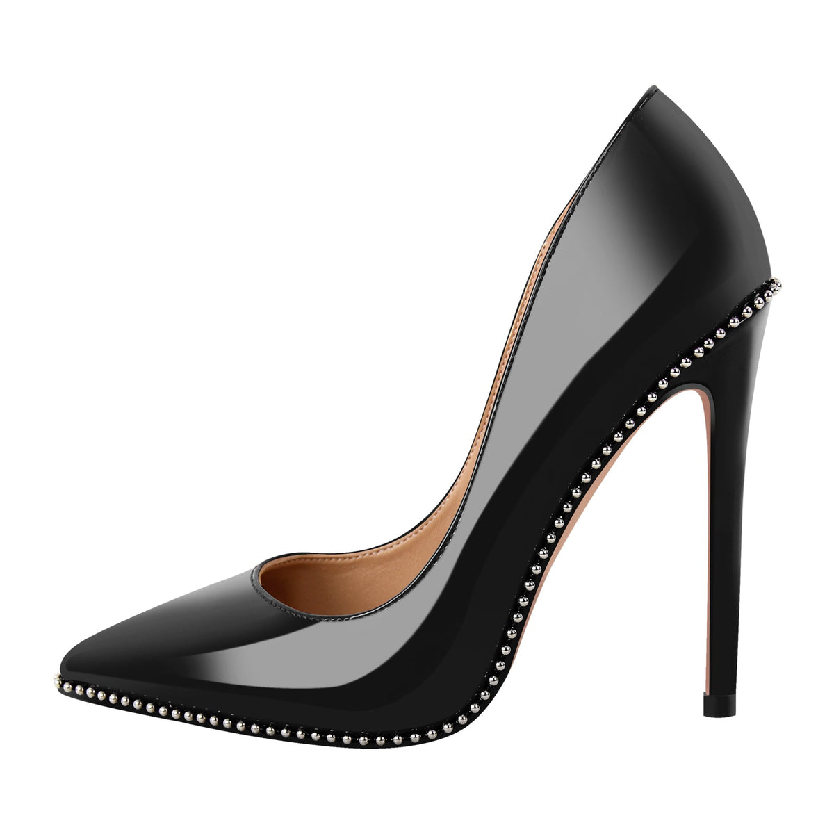 Pointed Toe Studded Rivets Stitching High Heels | Onlymaker Best Seller