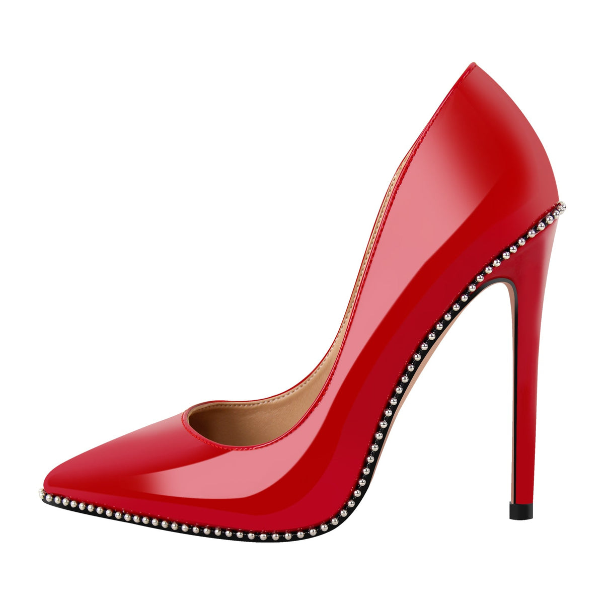 Pointed Toe Studded Rivets Stitching High Heels | Onlymaker Best Seller