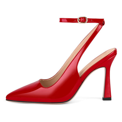 Pointed Toe Ankle Strap Slingback Pumps | Onlymaker Special Offer