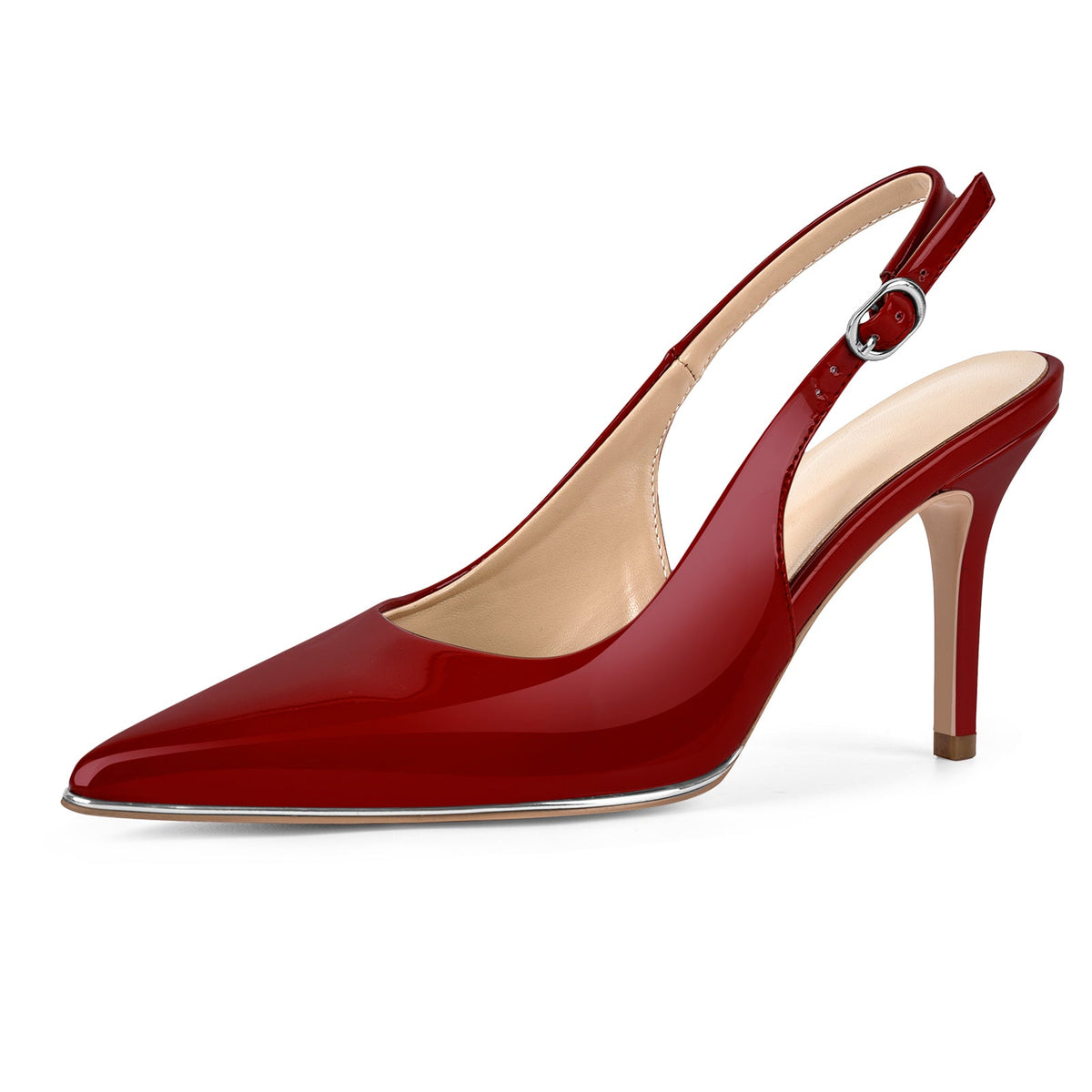 Pointed Toe Patent Leather Slingback Pumps | Onlymaker Best Seller