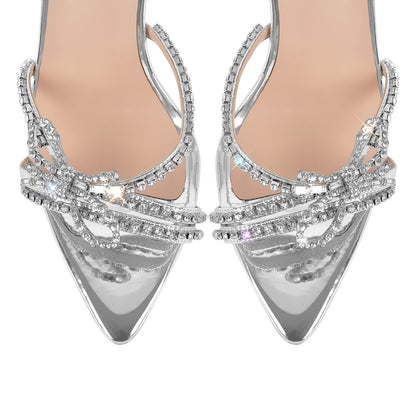 Rhinestone Bow Patent Leather Sandals | Onlymaker Essential