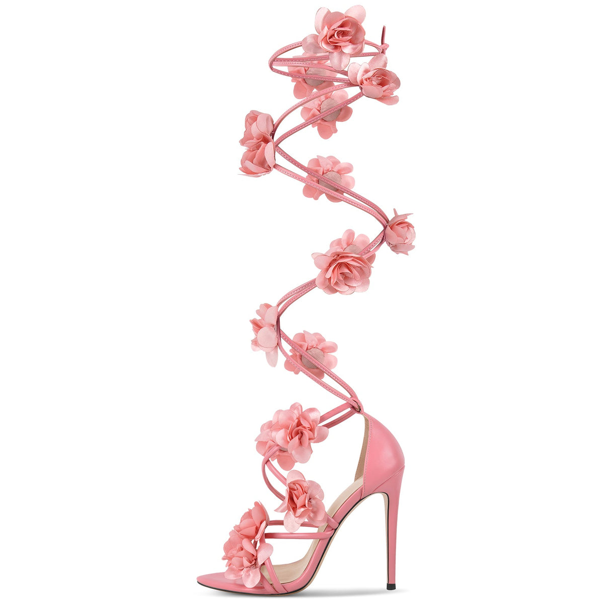 Pointed Toe Flower Strappy Lace-up Sandals | Onlymaker Premium