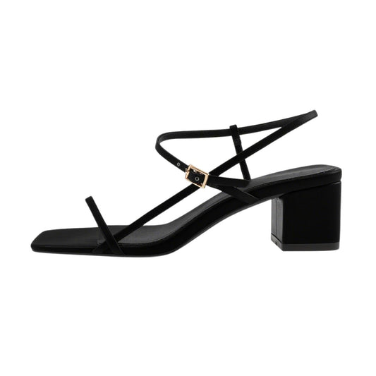 Buckle Strap Square Toe Chunky Heel Sandals | Onlymaker New