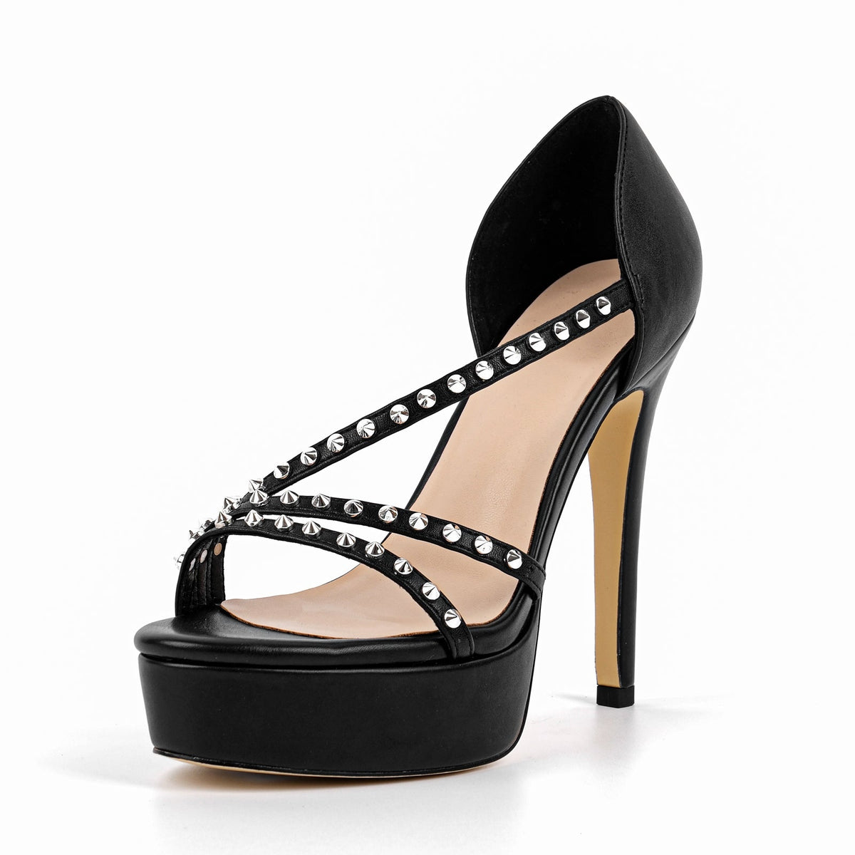 Round Toe Platform Rivet Slip On Sandals | Onlymaker Discount