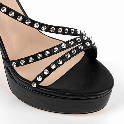 Round Toe Platform Rivet Slip On Sandals | Onlymaker Discount