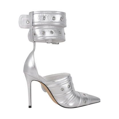 Double Buckle Strap Pointed Toe Stiletto Pumps | Onlymaker Premium