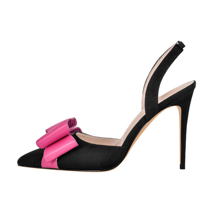 Pointed Toe Stiletto Slingback Bow Pumps | Onlymaker Best Seller