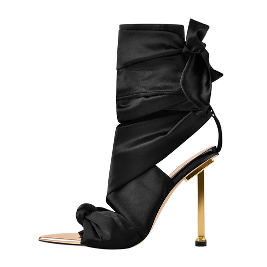 Pointy Open Toe High Heel Lace up Sandals | Onlymaker Quality