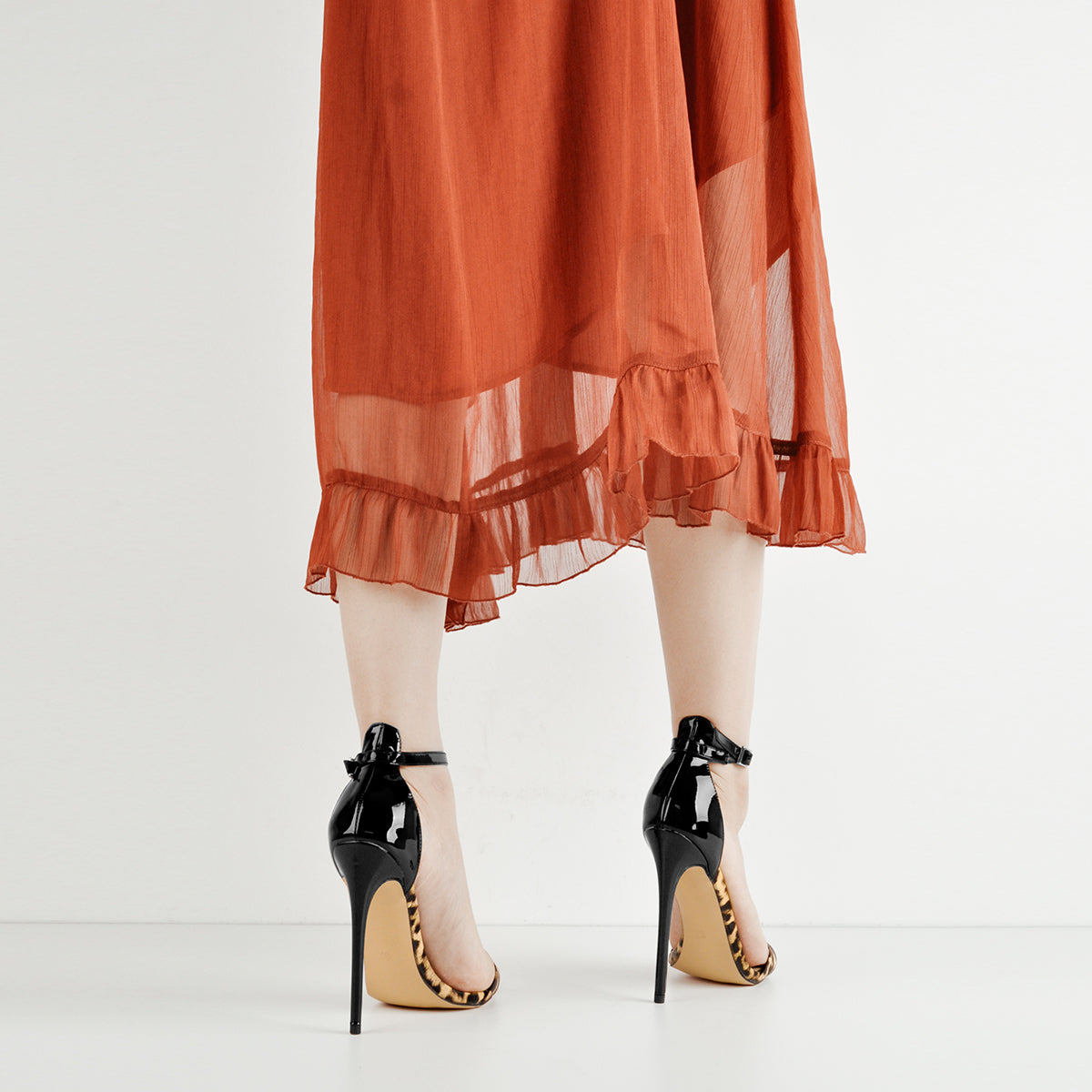 Pointy Open Toe Leopard Ankle Sandals | Onlymaker Great Value