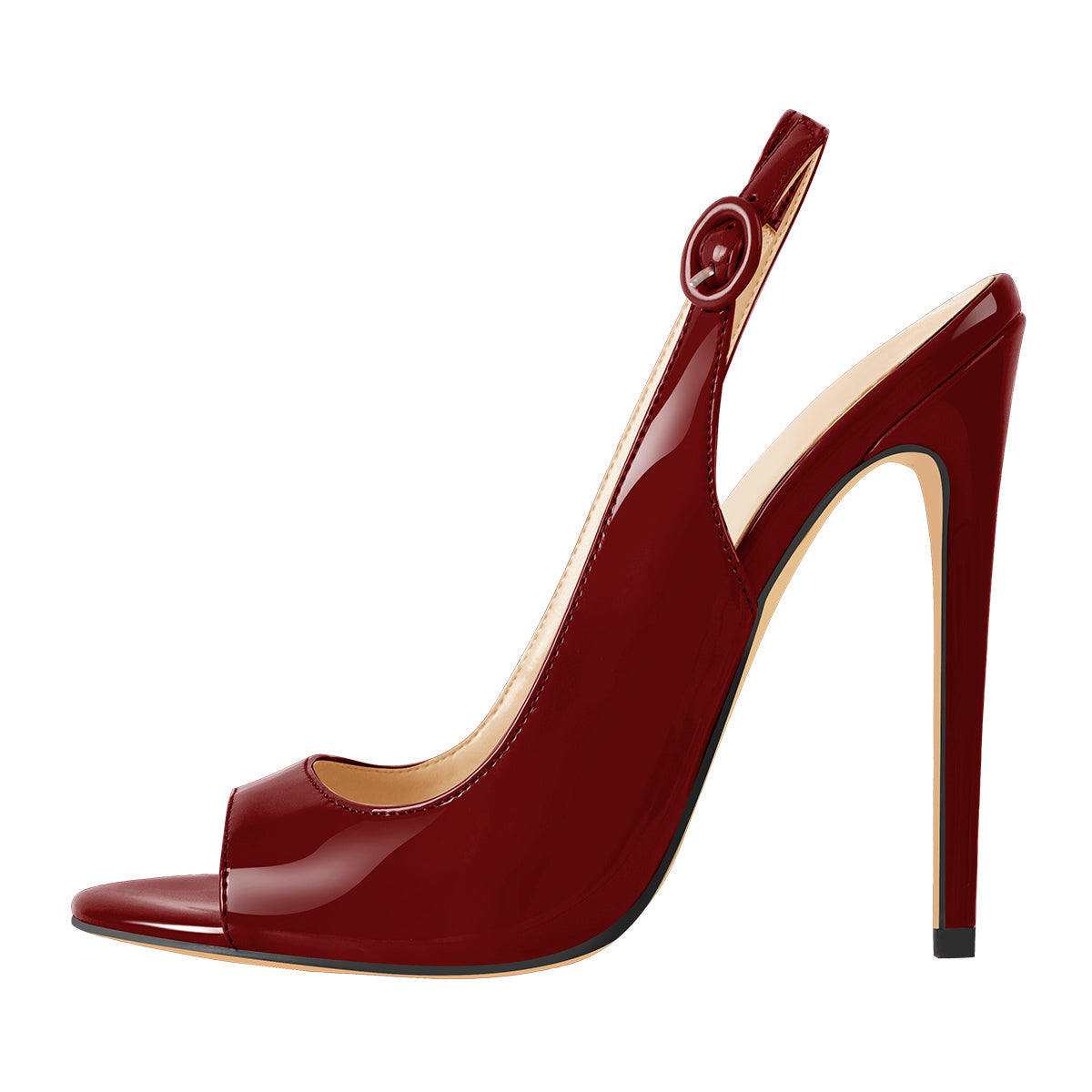 Burgundy Gradient Open Toe High Heels Slingback Sandals | Onlymaker Latest