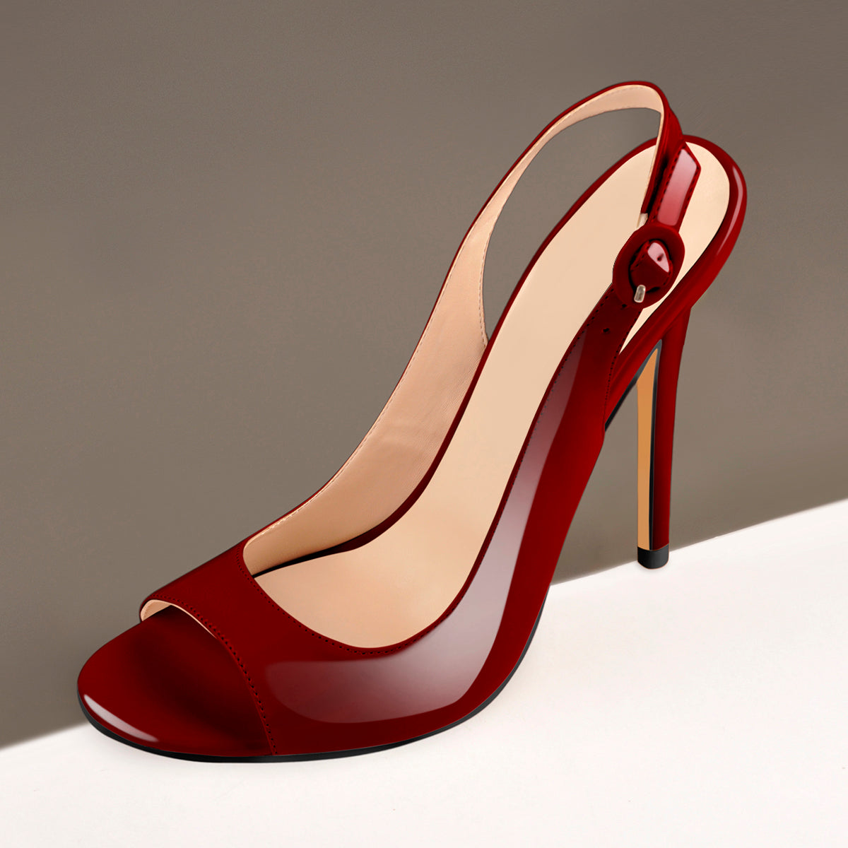 Burgundy Gradient Open Toe High Heels Slingback Sandals | Onlymaker Latest