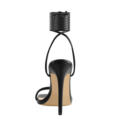 Black Square Toe Stilettos High Heel Sandals | Onlymaker Featured