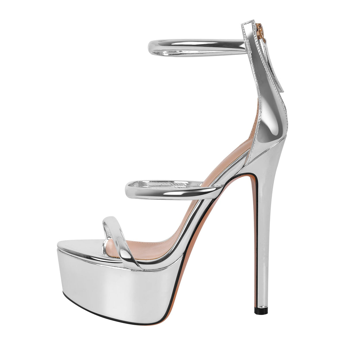 Open Toe Stiletto Ankle Straps Platform Sandals | Onlymaker Featured