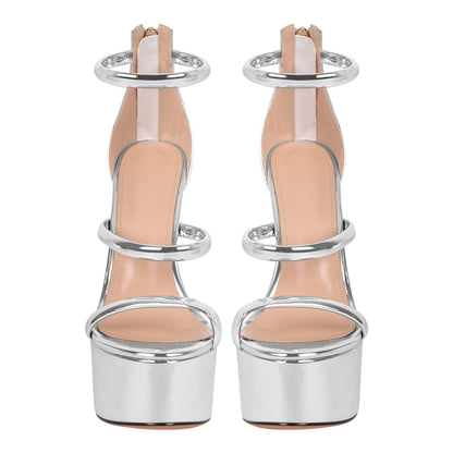Open Toe Stiletto Ankle Straps Platform Sandals | Onlymaker Featured