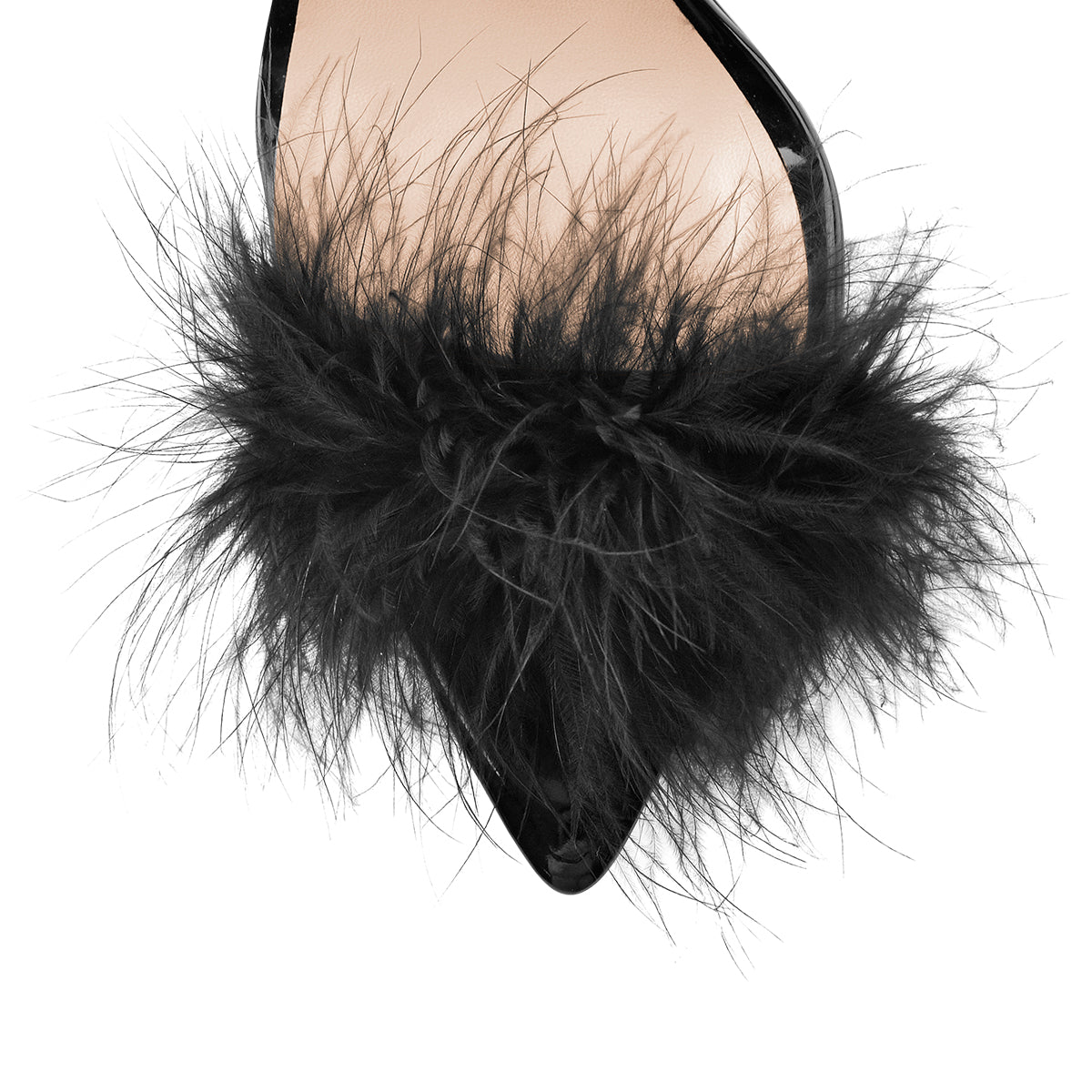 Black Feather High Heel Clear Strap Stilettos Sandals | Onlymaker Special Offer