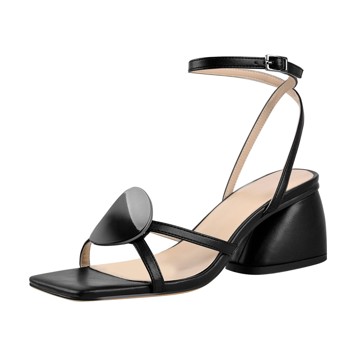 Square Toe Ankle Strap Chunky Low Heel Sandals | Onlymaker Best Seller