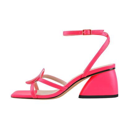 Square Toe Ankle Strap Chunky Low Heel Sandals | Onlymaker Best Seller