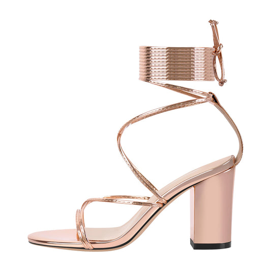 Open Toe Lace-up Chunky Sandals | Onlymaker Popular