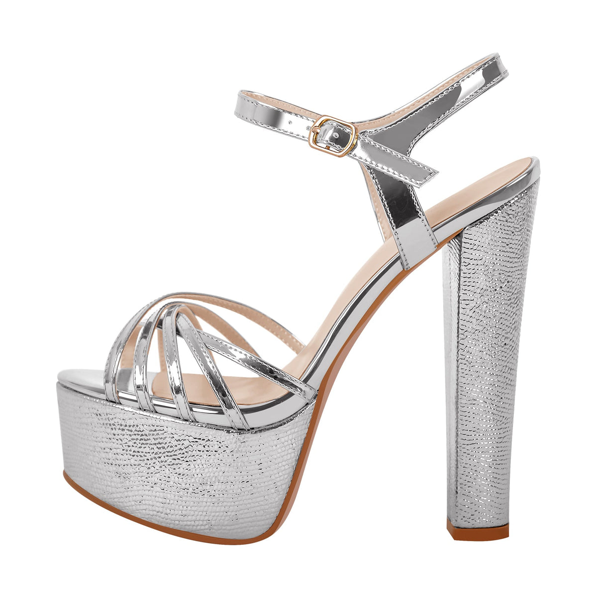 Buckle Strap Platform Chunky High Heels Sandals | Onlymaker Trending