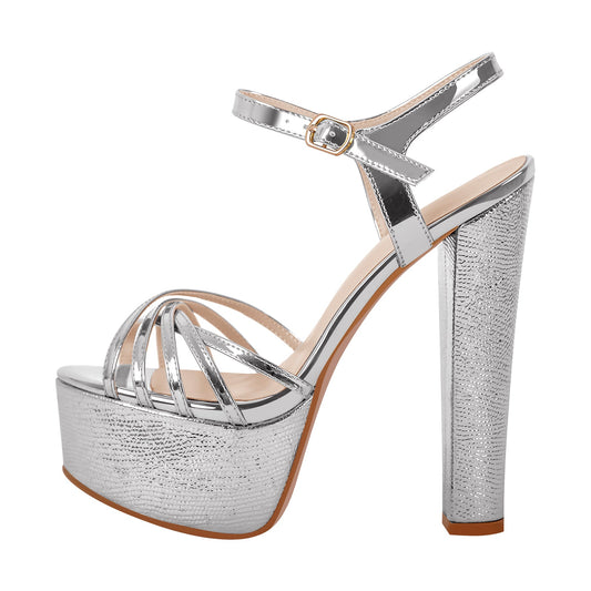 Buckle Strap Platform Chunky High Heels Sandals | Onlymaker Trending