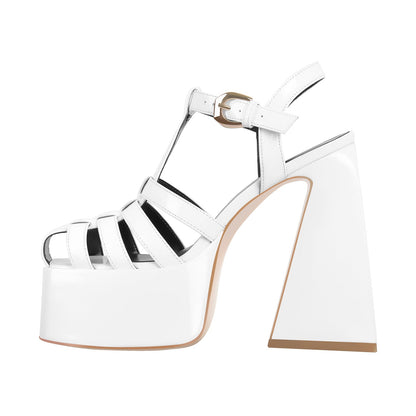 Platform Chunky High Heels Buckle Sandals | Onlymaker Hot Sale