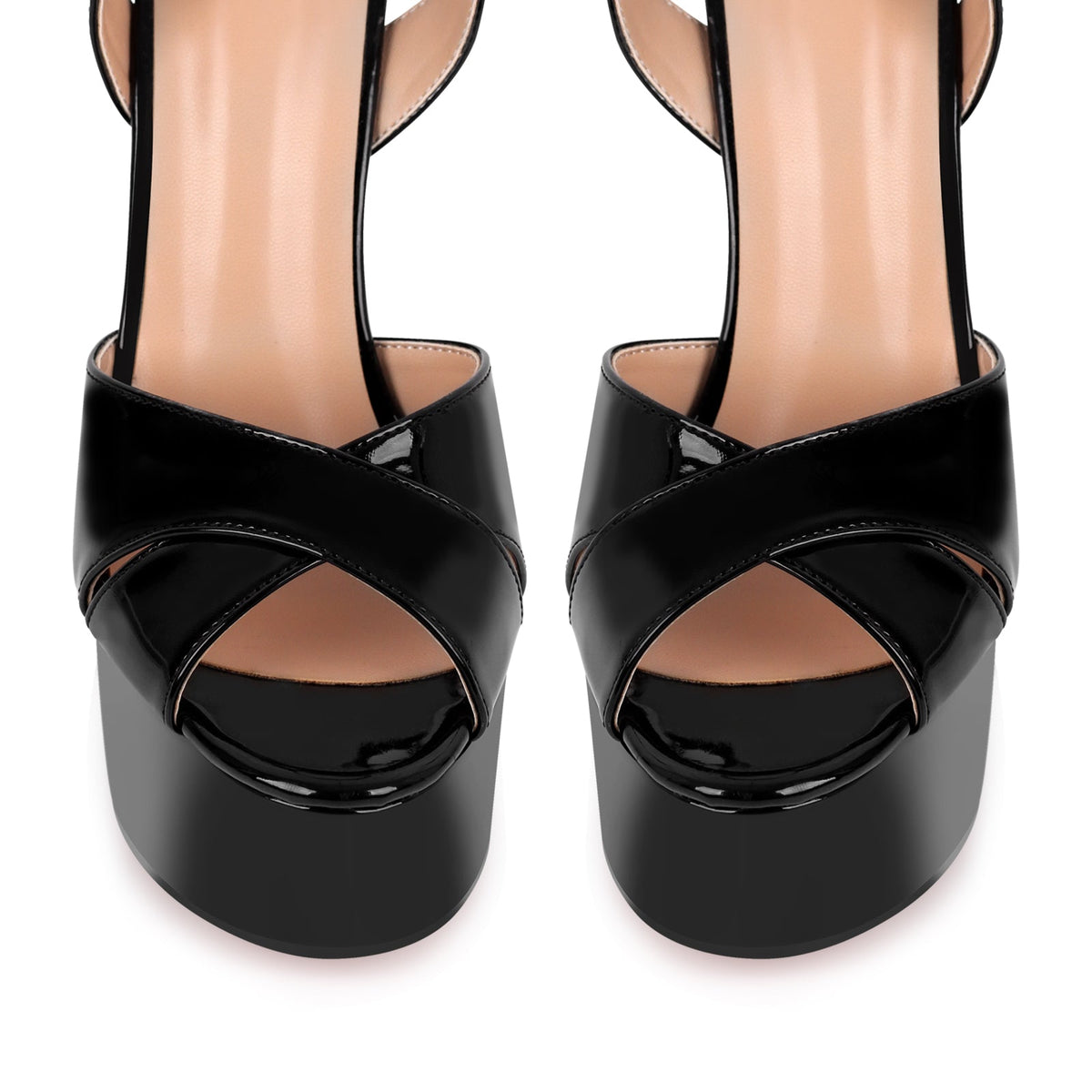 Black Platform Chunky Heel Ankle Strap Sandals | Onlymaker Great Value
