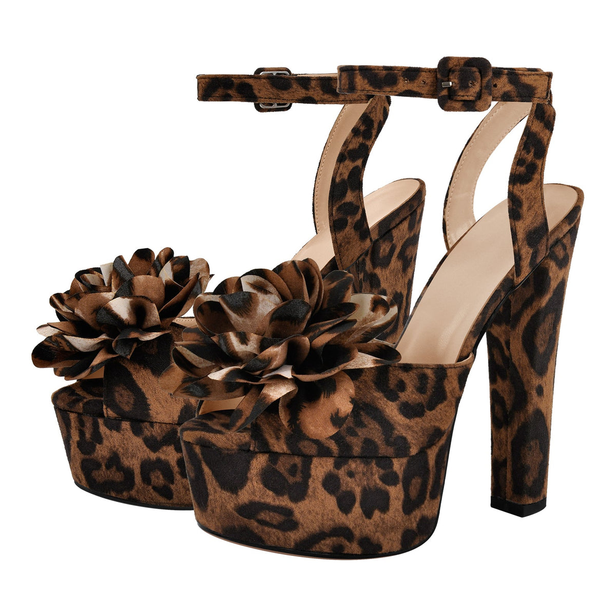 Leopard Platform Flower Ankle Strap Sandals | Onlymaker Hot Sale