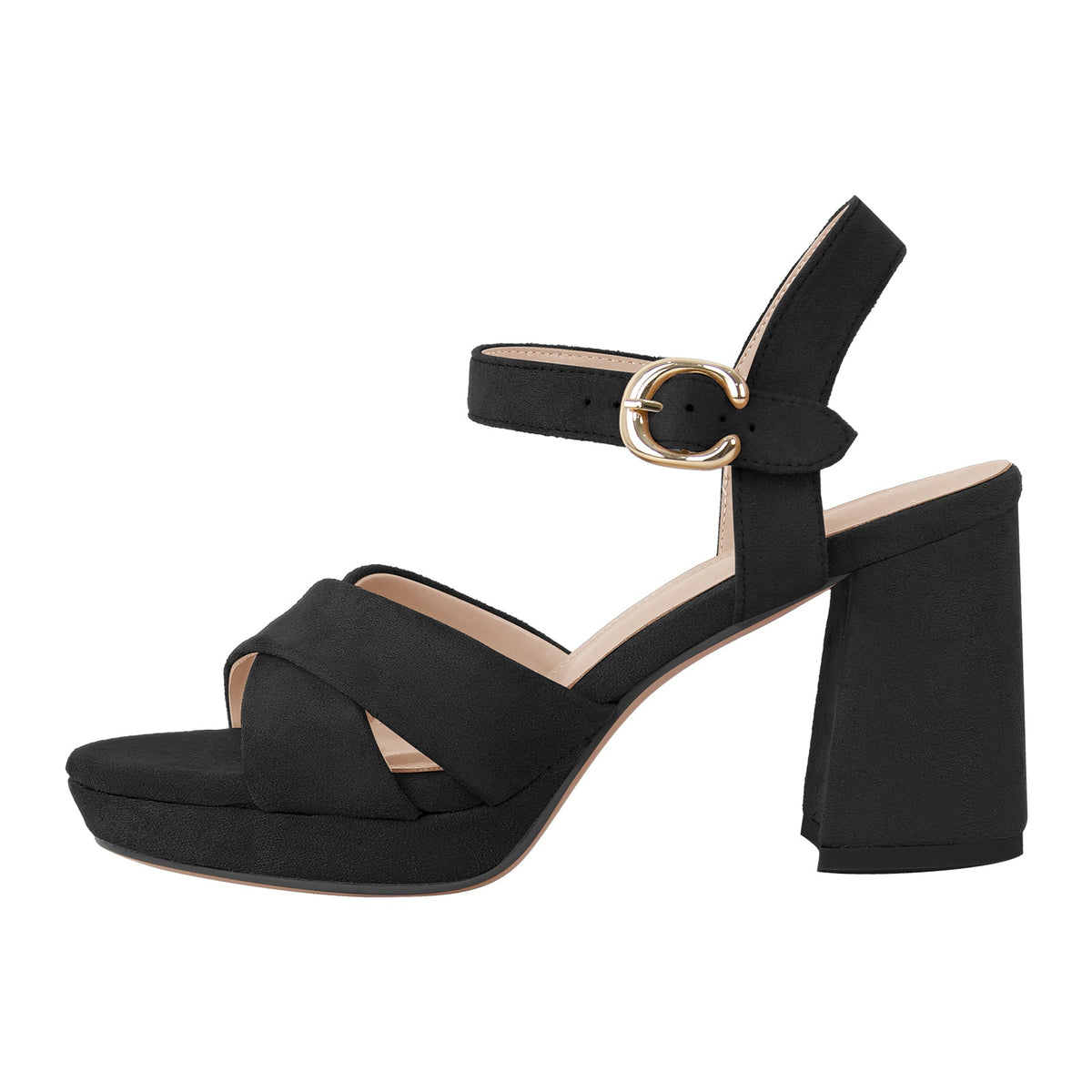 Suede Round Toe Platform Buckle Strap Sandals | Onlymaker Best Price