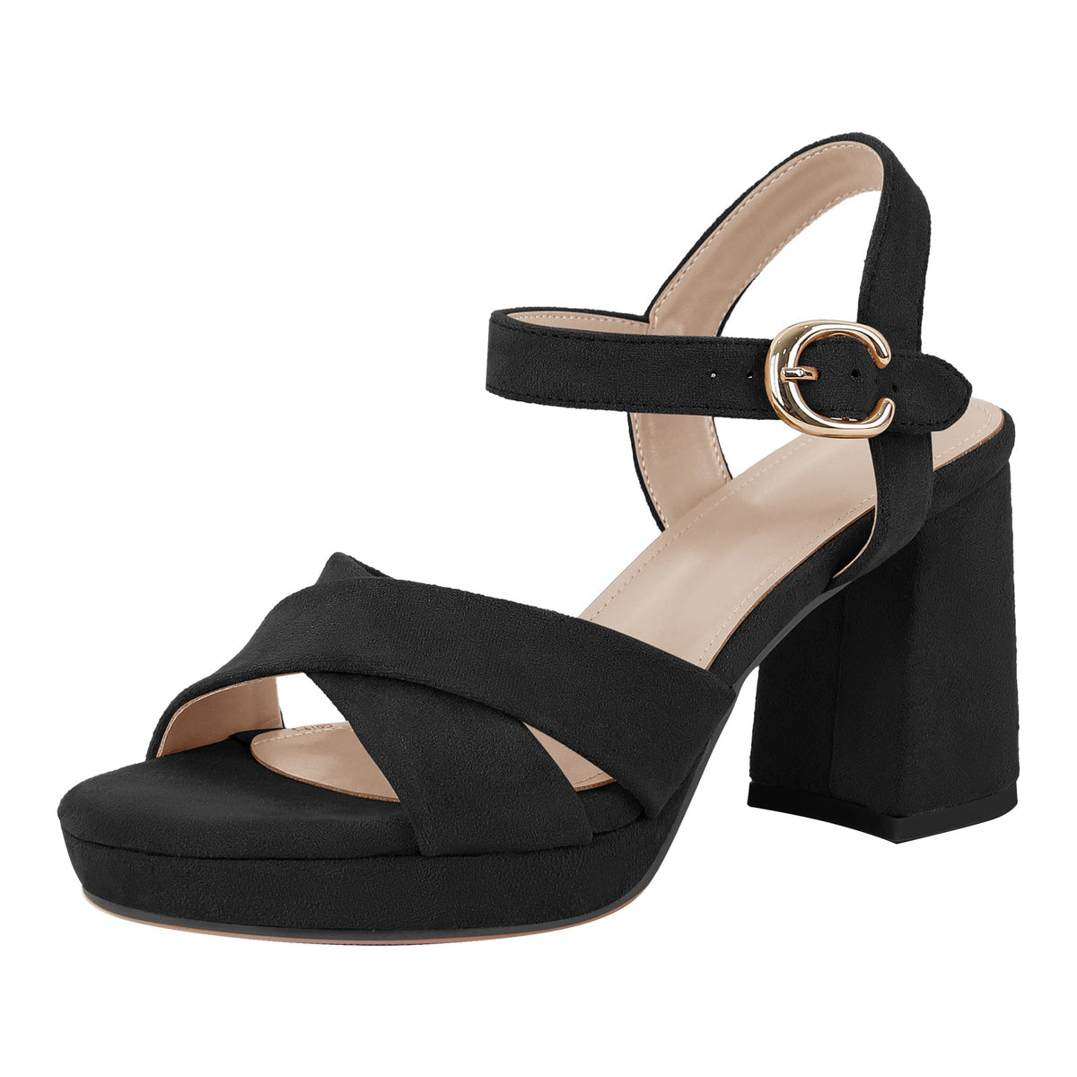 Suede Round Toe Platform Buckle Strap Sandals | Onlymaker Best Price