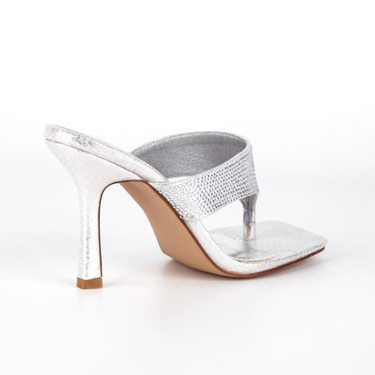Square Toe Rhinestone Flip Flops Sandals | Onlymaker Featured