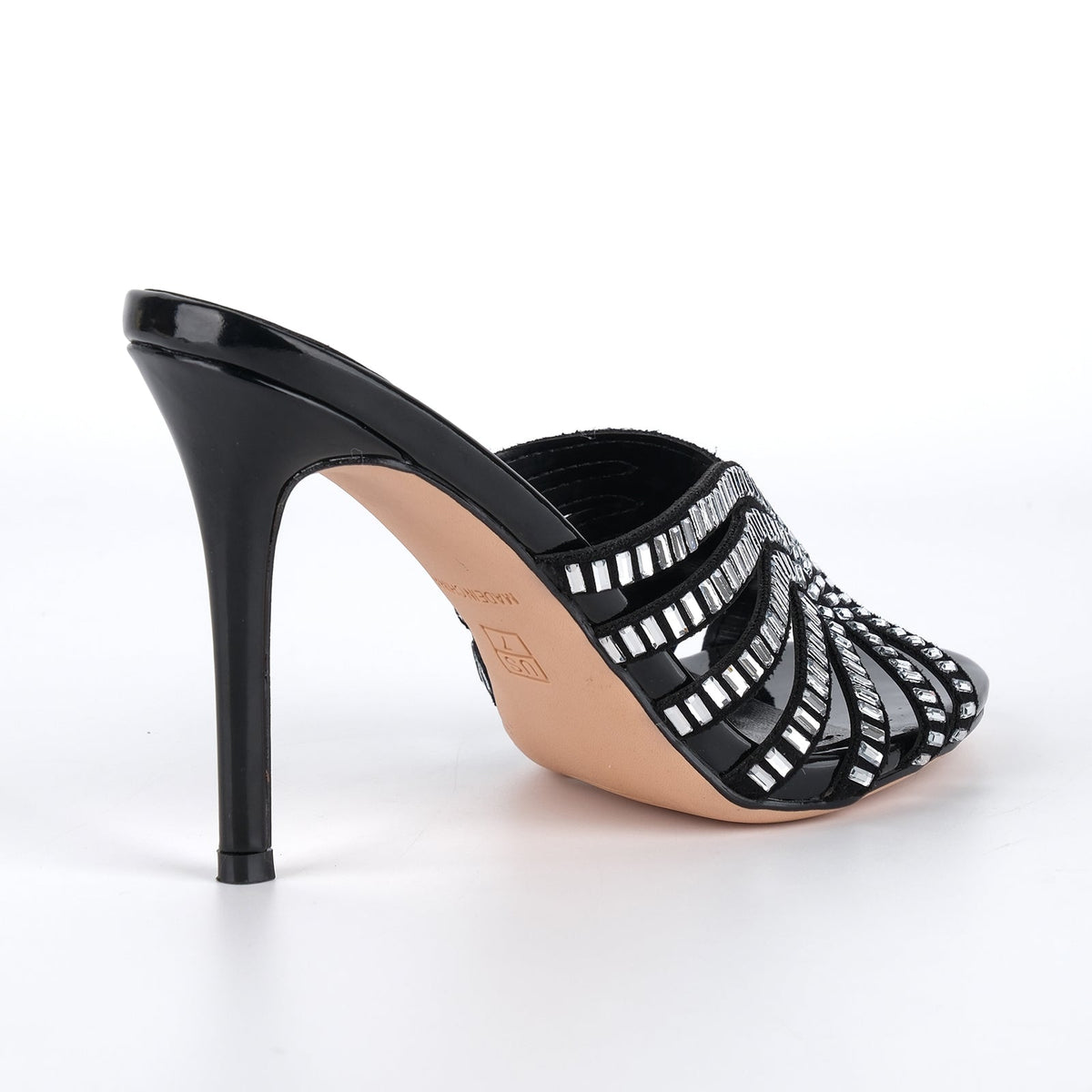 Round Toe Rhinestone Stiletto Mules | Onlymaker Customer Favorite