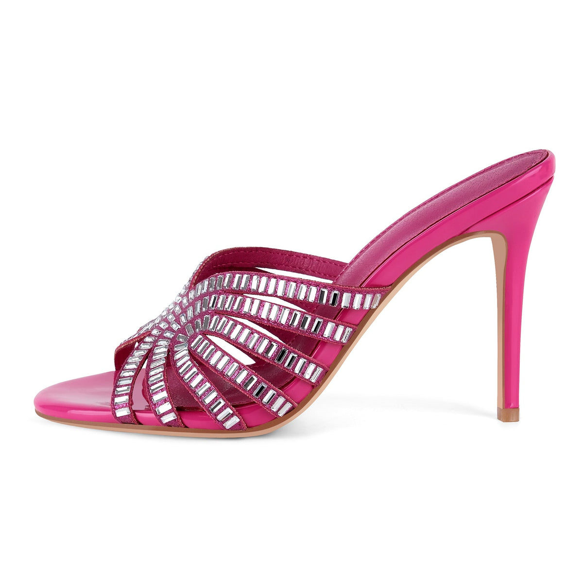 Round Toe Rhinestone Stiletto Mules | Onlymaker Customer Favorite