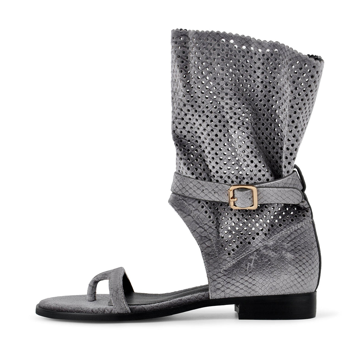 Flip-Flop Buckle Cutout Flat Bootie Sandals | Onlymaker Essential