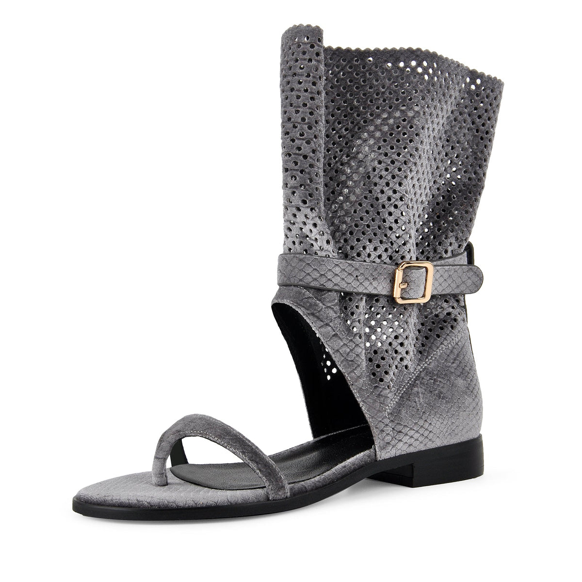 Flip-Flop Buckle Cutout Flat Bootie Sandals | Onlymaker Essential