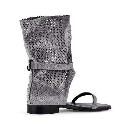 Flip-Flop Buckle Cutout Flat Bootie Sandals | Onlymaker Essential
