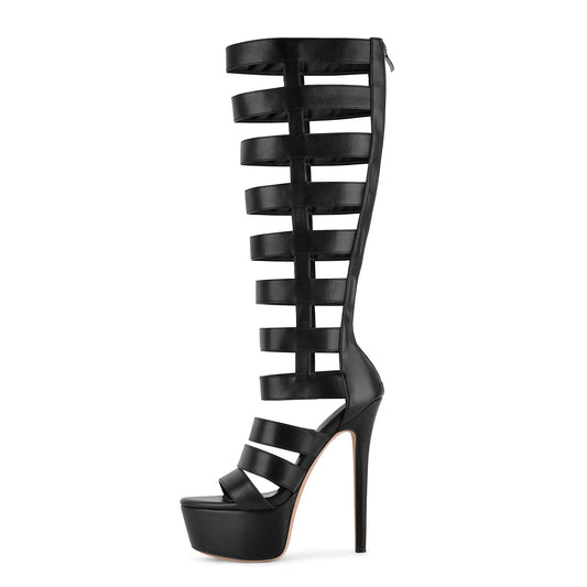 Platform Gladiator Cutout Zipper Boots Sandals | Onlymaker Latest