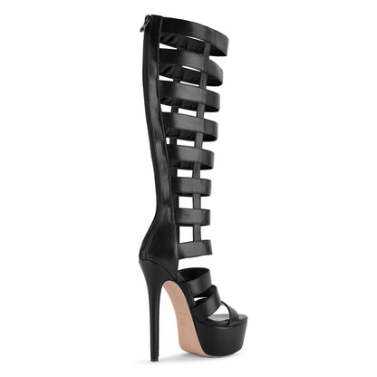 Platform Gladiator Cutout Zipper Boots Sandals | Onlymaker Latest